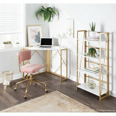 Folia Corner Desk Gold/White - LumiSource 11 Folia Corner Desk Gold/White - LumiSource - Image 9