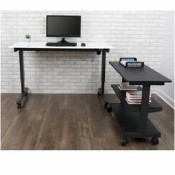 Stand Up Desk Store 3-Shelf Rolling Desk Return Side Desk Organizer and Bookcase on Wheels -Outlet Desks Store unnamed file 5626