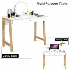 Costway Computer Desk Laptop PC Writing Table Makeup Vanity Table w/Drawer and Wood Legs -Outlet Desks Store unnamed file 567