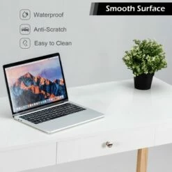 Costway Computer Desk Laptop PC Writing Table Makeup Vanity Table w/Drawer and Wood Legs -Outlet Desks Store unnamed file 568