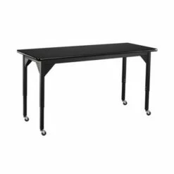 Heavy Duty Height Adjustable Table with Casters and Gussets Black Frame/Black Top - National Public Seating -Outlet Desks Store unnamed file 5681