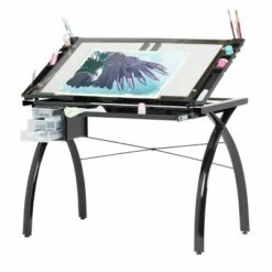 Canvas & Color Adjustable Craft Station Black/Clear Glass - Studio Designs -Outlet Desks Store unnamed file 5699