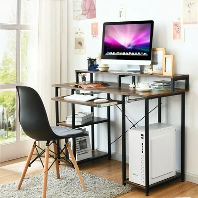 Costway 47'' Computer Desk Writing Study Table w/ Keyboard Tray & Monitor Stand 4 Costway 47'' Computer Desk Writing Study Table w/ Keyboard Tray & Monitor Stand - Image 2