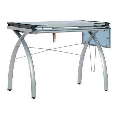 Studio Designs Futura Craft Station with Folding Shelf - Silver/Blue Glass 4 Studio Designs Futura Craft Station with Folding Shelf - Silver/Blue Glass - Image 2