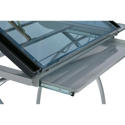 Studio Designs Futura Craft Station with Folding Shelf - Silver/Blue Glass 8 Studio Designs Futura Craft Station with Folding Shelf - Silver/Blue Glass - Image 6