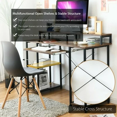 Costway 47'' Computer Desk Writing Study Table w/ Keyboard Tray & Monitor Stand 5 Costway 47'' Computer Desk Writing Study Table w/ Keyboard Tray & Monitor Stand - Image 3