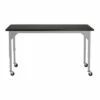 Heavy Duty Height Adjustable Table with Casters and Gussets Gray Frame/Black Top - National Public Seating