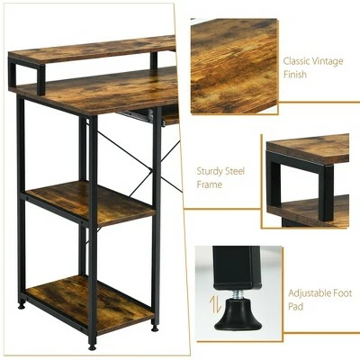 Costway 47'' Computer Desk Writing Study Table w/ Keyboard Tray & Monitor Stand 9 Costway 47'' Computer Desk Writing Study Table w/ Keyboard Tray & Monitor Stand - Image 7