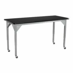 Heavy Duty Height Adjustable Table with Casters and Gussets Gray Frame/Black Top - National Public Seating -Outlet Desks Store unnamed file 5772