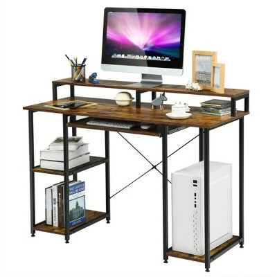 Costway 47'' Computer Desk Writing Study Table w/ Keyboard Tray & Monitor Stand 10 Costway 47'' Computer Desk Writing Study Table w/ Keyboard Tray & Monitor Stand - Image 8