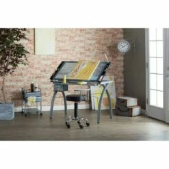 Canvas & Color Adjustable Craft Station Silver/Blue Glass - Studio Designs -Outlet Desks Store unnamed file 5832