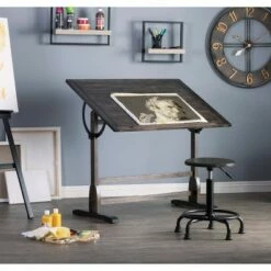 42"x30" Vintage Solid Wood Drawing/Drafting Table with Adjustable Tilting Top - studio designs Black -Outlet Desks Store unnamed file 5853