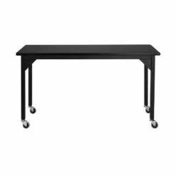 Heavy Duty Table with Casters and Gussets Black Frame/Black Top - National Public Seating