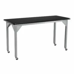 Heavy Duty Table with Casters and Gussets Gray Frame/Black Top - National Public Seating -Outlet Desks Store unnamed file 5911