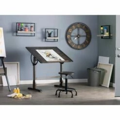 Vintage Solid Wood Drawing/Drafting Table with 36" Wide Adjustable Top Distressed Black - studio designs 25 Vintage Solid Wood Drawing/Drafting Table with 36" Wide Adjustable Top Distressed Black - studio designs -Outlet Desks Store unnamed file 5926