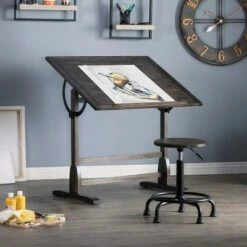 Vintage Solid Wood Drawing/Drafting Table with 36" Wide Adjustable Top Distressed Black - studio designs 26 Vintage Solid Wood Drawing/Drafting Table with 36" Wide Adjustable Top Distressed Black - studio designs -Outlet Desks Store unnamed file 5927