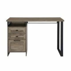 Salem Urban Industrial 3 Drawer Writing Desk - Saracina Home Rustic Oak