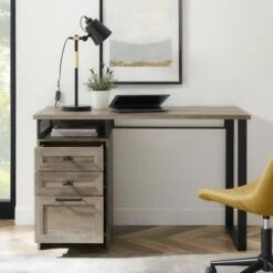 Salem Urban Industrial 3 Drawer Writing Desk - Saracina Home Rustic Oak -Outlet Desks Store unnamed file 5969
