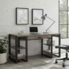 60" Industrial Farmhouse Tech Desk with USB - Saracina Home Dark Walnut