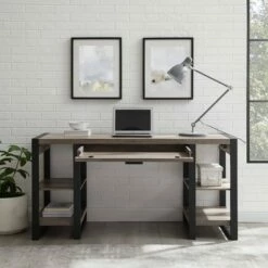 60" Industrial Farmhouse Tech Desk with USB - Saracina Home Dark Walnut 16 60" Industrial Farmhouse Tech Desk with USB - Saracina Home Dark Walnut -Outlet Desks Store unnamed file 5983