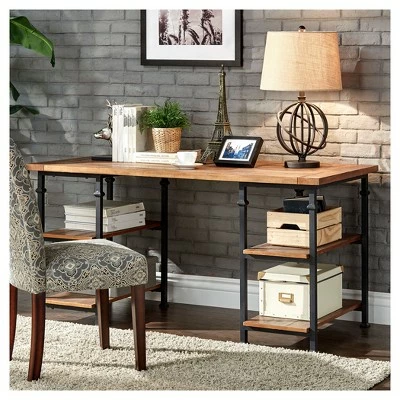 Ronay Wood Writing Desk with Storage - Inspire Q Rustic Oak 6 Ronay Wood Writing Desk with Storage - Inspire Q Rustic Oak - Image 4