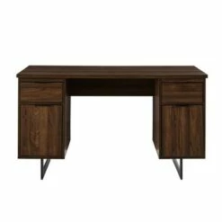 DuPonte Modern Double Sided Pedestal Executive Desk Dark Walnut - Saracina Home