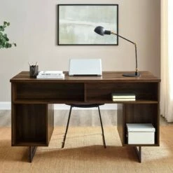 DuPonte Modern Double Sided Pedestal Executive Desk Dark Walnut - Saracina Home -Outlet Desks Store unnamed file 6093