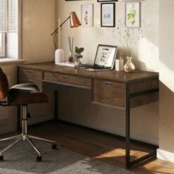 Brandt Desk Rustic Natural Aged Brown - WyndenHall