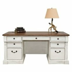 66" Durham Double Pedestal Executive Desk White - Martin Furniture