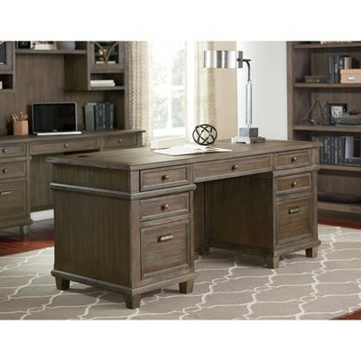 Carson Double Pedestal Desk Brown - Martin Furniture 3 Carson Double Pedestal Desk Brown - Martin Furniture