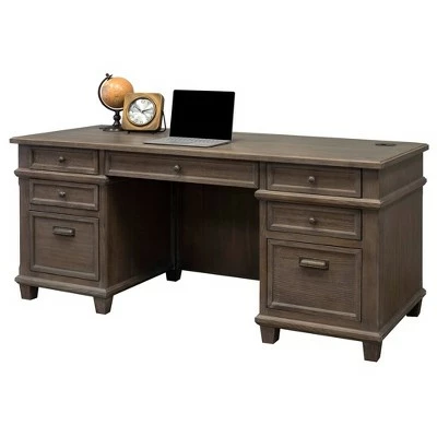 Carson Double Pedestal Desk Brown - Martin Furniture 8 Carson Double Pedestal Desk Brown - Martin Furniture - Image 6