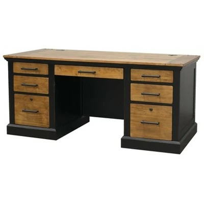 Toulouse Double Pedestal Desk Honey/Black - Martin Furniture 4 Toulouse Double Pedestal Desk Honey/Black - Martin Furniture - Image 2