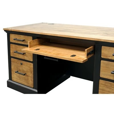 Toulouse Double Pedestal Desk Honey/Black - Martin Furniture 5 Toulouse Double Pedestal Desk Honey/Black - Martin Furniture - Image 3
