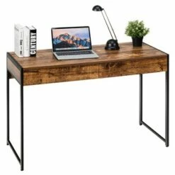 Costway 2-Drawer Computer Desk Study Table Writing Workstation Home Office BrownAntiqueBlack -Outlet Desks Store unnamed file 622