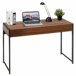 Costway 2-Drawer Computer Desk Study Table Writing Workstation Home Office BrownAntiqueBlack -Outlet Desks Store unnamed file 623