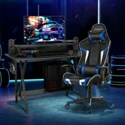 Costway Gaming Computer Desk&Massage Gaming Chair Set w/Monitor Shelf Power Strip -Outlet Desks Store unnamed file 6241