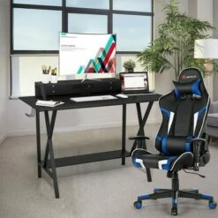 Costway Gaming Computer Desk&Massage Gaming Chair Set w/Monitor Shelf Power Strip -Outlet Desks Store unnamed file 6242