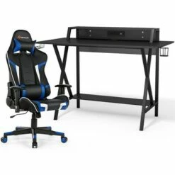 Costway Gaming Computer Desk&Massage Gaming Chair Set w/Monitor Shelf Power Strip -Outlet Desks Store unnamed file 6247