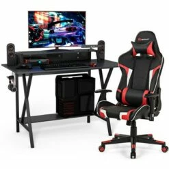 Costway Gaming Computer Desk&Massage Gaming Chair Set w/Monitor Shelf Power Strip -Outlet Desks Store unnamed file 6250