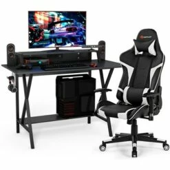 Costway Gaming Computer Desk&Massage Gaming Chair Set w/Monitor Shelf Power Strip -Outlet Desks Store unnamed file 6251