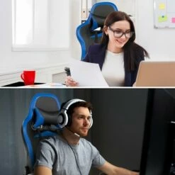 Costway Gaming Desk&Massage Gaming Chair Set w/ Footrest Monitor Shelf Power Strip Blue 13 Costway Gaming Desk&Massage Gaming Chair Set w/ Footrest Monitor Shelf Power Strip Blue -Outlet Desks Store unnamed file 6260