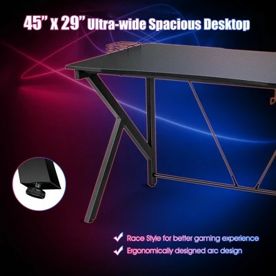 Costway Gaming Desk&Massage Gaming Chair Set w/Headphone Hook & Game Storage 6 Costway Gaming Desk&Massage Gaming Chair Set w/Headphone Hook & Game Storage - Image 4