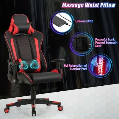 Costway Gaming Desk&Massage Gaming Chair Set w/Headphone Hook & Game Storage 10 Costway Gaming Desk&Massage Gaming Chair Set w/Headphone Hook & Game Storage - Image 8