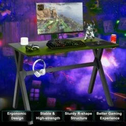 Costway Gaming Desk Computer Desk Table w/Cup Holder & Headphone Hook Gamer Workstation -Outlet Desks Store unnamed file 6283