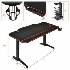 Costway 55'' Gaming Desk T-Shaped Computer Desk w/Full Desk Mouse Pad&Gaming Handle Rack