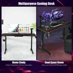 Costway 55'' Gaming Desk T-Shaped Computer Desk w/Full Desk Mouse Pad&Gaming Handle Rack -Outlet Desks Store unnamed file 6293