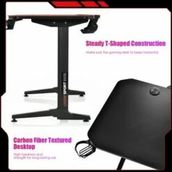 Costway 55'' Gaming Desk T-Shaped Computer Desk w/Full Desk Mouse Pad&Gaming Handle Rack -Outlet Desks Store unnamed file 6294