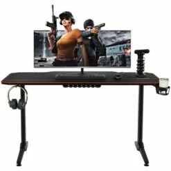 Costway 55'' Gaming Desk T-Shaped Computer Desk w/Full Desk Mouse Pad&Gaming Handle Rack -Outlet Desks Store unnamed file 6297