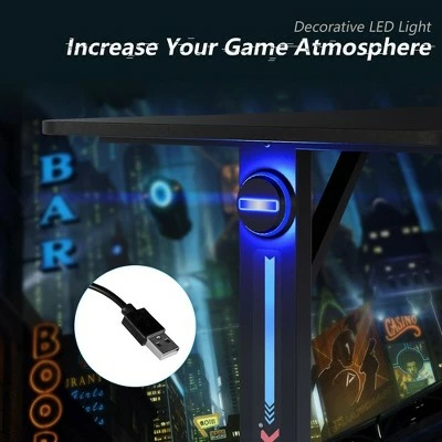 Costway Gaming Desk Home Office PC Computer Desk w/LED Lignt&Gaming Handle Rack 7 Costway Gaming Desk Home Office PC Computer Desk w/LED Lignt&Gaming Handle Rack - Image 5