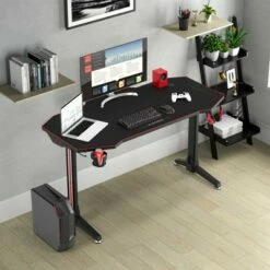 Costway 55'' Gaming Desk T-shaped Computer Desk w/ Full Mouse Pad & LED Lights -Outlet Desks Store unnamed file 6318